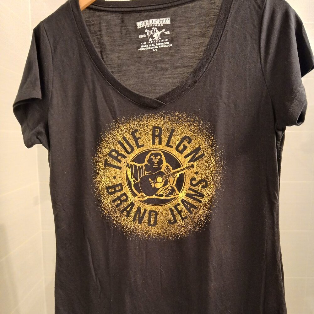 True Religion Gold Foil Buddha Tee